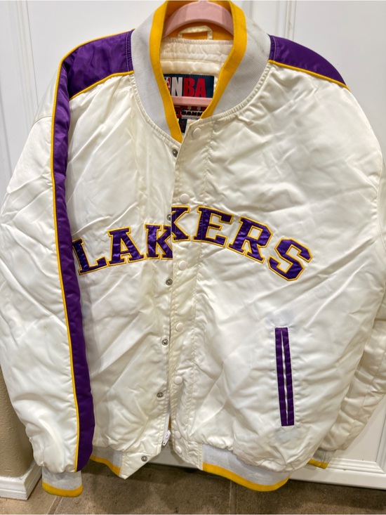 NBA Other - NBA Los Angeles Lakers White Satin Jacket with Purple & Gold Trim
